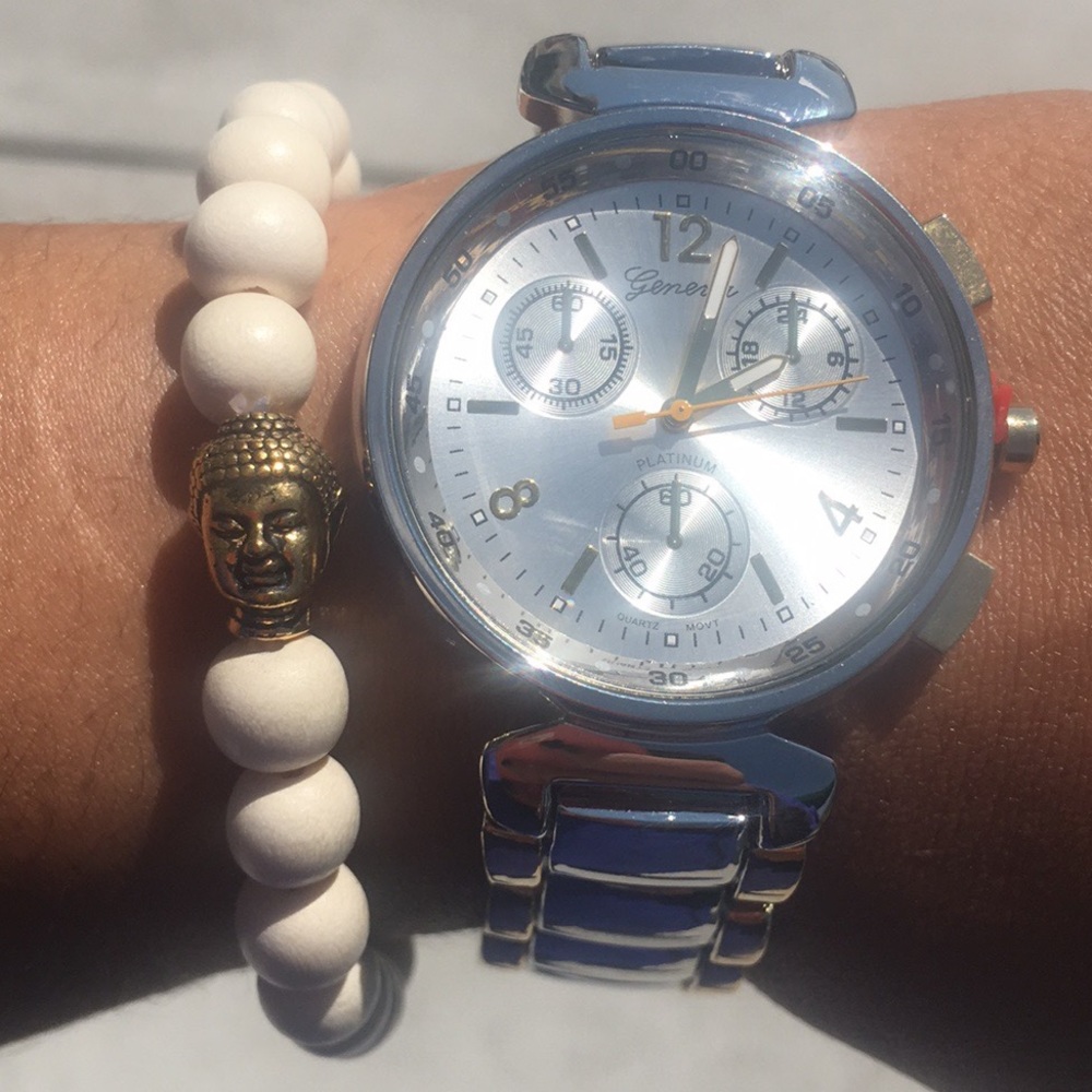 🆕 Buddha Bead With White Wood Beads Stretch